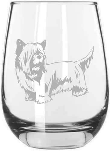Vista 581 de Shar Pei (chino) - Vaso de vino sin tallo grabado para perro, 15.25 onzas
