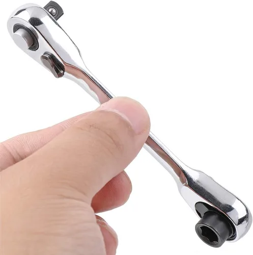 Vista 2 de Mini llave de trinquete de enchufe rápido de 1/4 pulgadas Varilla Destornillador Llave de punta doble