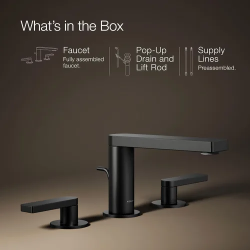 Vista 13 de Kohler 73060-4-BL Composed Grifo de lavabo de baño con manijas de palanca, 1.2 gpm, negro mate