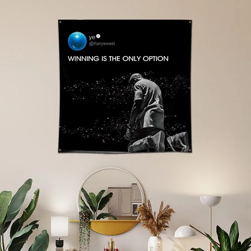 Vista 2 de Eksent Tapiz de rapero, resistente a la bandera, ganar es la única opción, para colgar en la pared, decoración para dormitorio, dormitorio