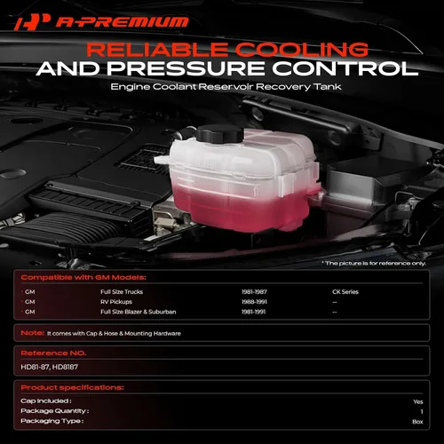 Vista 2 de A-Premium Tanque de depósito de recuperación de desbordamiento de refrigerante del motor [con tapa y tubería] Compatible con vehículos Chevrolet