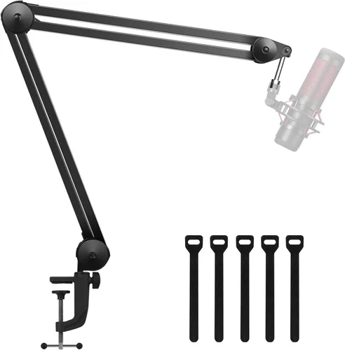 Vista 8 de InnoGear Soporte de brazo para micrófono, brazo de micrófono resistente, soporte de micrófono de suspensión con brazo de tijera boom con clip