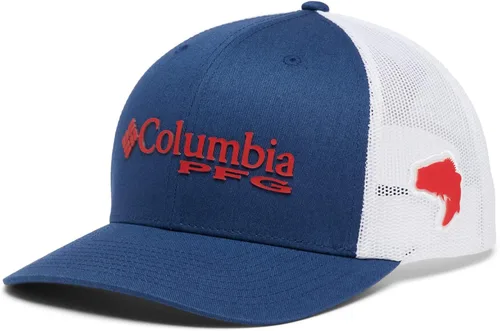 Vista 3 de Columbia Unisex PFG Logo Mesh Snap Back - Bajo carbón chispa roja talla única