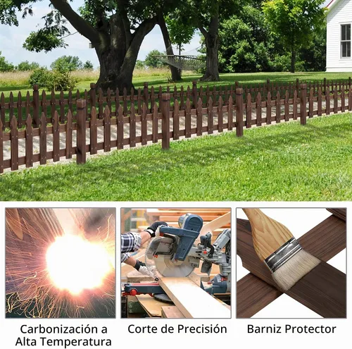 Vista 2 de Topeakmart Valla de piquete de 177.5in para jardín, paneles de valla