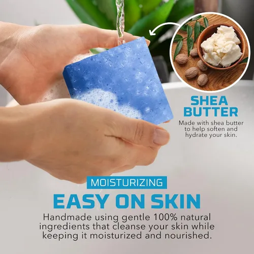 Vista 5 de Jabón de barra natural para hombres – Juego de regalo de barras de jabón de baño veganas – Jabón de proceso frío hecho a mano con aceite esencial