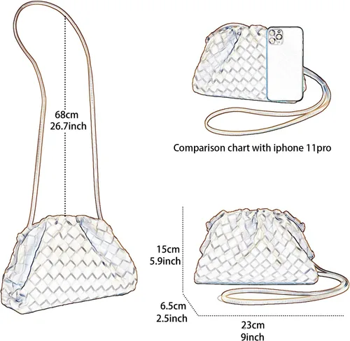 Vista 3 de Bolso tejido de bola de masa para mujer, bolso cruzado de nube suave