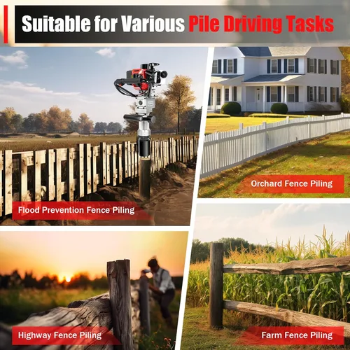 Vista 5 de 32.7 CC 2 tiempos accionado T Post Driver, 900 W accionado por gas T Post Driver Motor Push Pile Garden Fence Farm Two Sleeves Diseño ergonómico