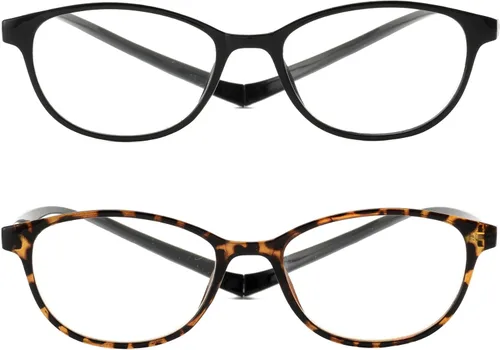 Vista 2 de JM Paquete de 2 lentes de lectura magnéticos para hombres y mujeres, cuello colgante, bloqueo de luz azul, para lectura de computadora, color negro