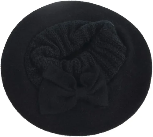 Vista 3 de VECRY - Gorro 100% de lana para mujer, boina de fieltro tipo campana, gorro de vestir para invierno