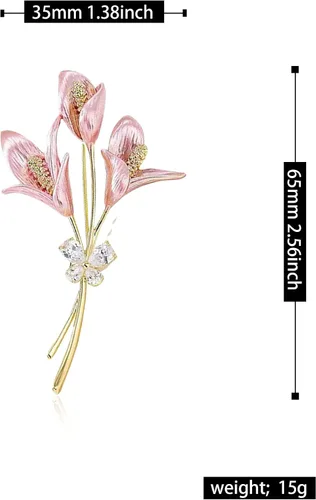 Vista 4 de Seakuur Broche floral elegante con forma de rosa roja para mujer, accesorio para el día de la madre