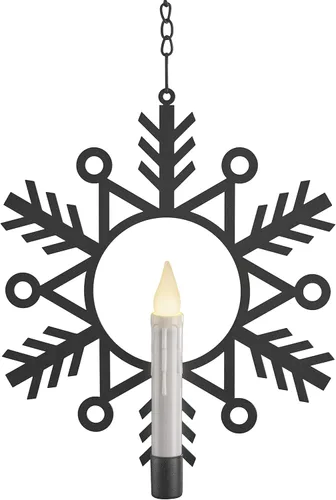 Vista 2 de Xodus Innovations CW1500A-4 - Corona de ventana de copo de nieve de metal con alimentación por batería, luz de vela sin llama parpadeante blanca