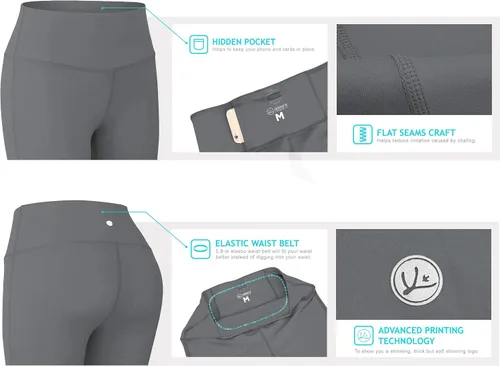 Vista 5 de QUEENIEKE Leggings de yoga de cintura alta con 2 bolsillos para mujeres y niñas, control de abdomen, levantamiento de glúteos, no se transparenta