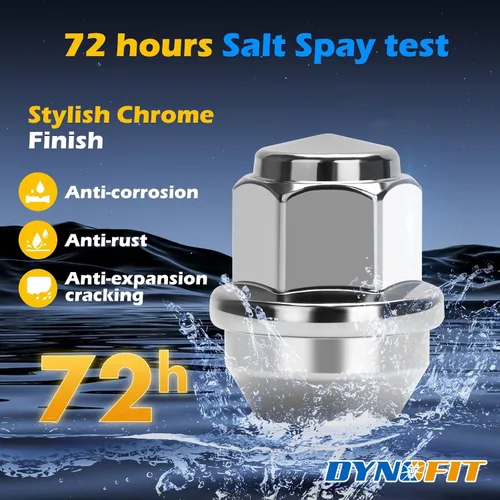 Vista 5 de Dynofit Tuercas de llanta OEM de 0.472 in x 1.5 para fusión 2005-2021, Escape 2001-2026, enfoque 2008-2018, tuercas de rueda de estilo de una pieza