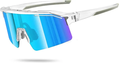 Vista 24 de Polarized Sports Sunglasses for Men Women UV400 Protection Todo negro