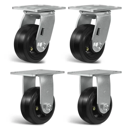 Vista 27 de Ruedas resistentes de 4 pulgadas, ruedas industriales de placa con rueda de goma, utilizadas para carrito de herramientas, plataforma, camión