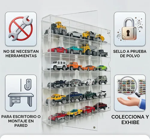 Vista 7 de Vitrina acrílica para Hot Wheels 1/64 Escala fundida a presión