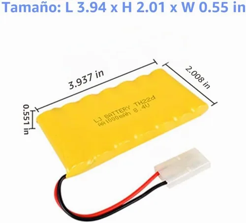 Vista 2 de Batería recargable AA de 8.4V 1000mAh NI-CD con conector Tamiya estándar para RC Car RC Truck Tank 2 Pack con cargador USB