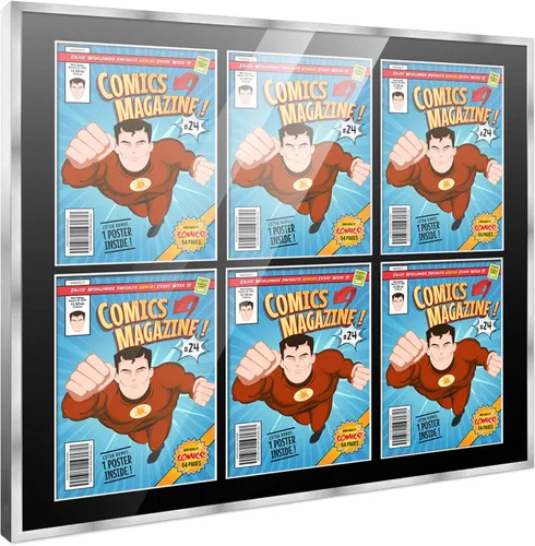 Vista 96 de Poster Palooza Marco de cómic con paspartú para 1 cómic de la Edad de Bronce publicado entre 1970 y 1985, marco de cómic negro para cómic de 7.25 x