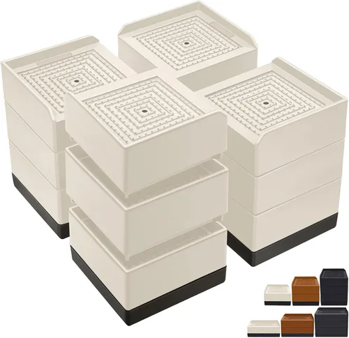 Vista 24 de ANNKUT Elevadores de Cama de 1.5 pulgadas, Bloques Elevadores Cuadrados Ajustables para Cama, Sofá, Mesa y Elevación de Sofá, Soporte de Trabajo