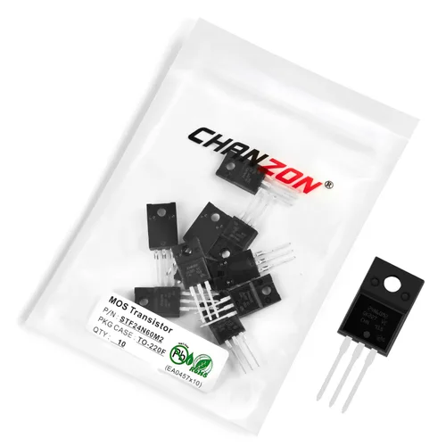 Vista 67 de Chanzon 2N60 TO-220AB NMOS MOS N-Channel Power MOSFET Transistor, alto voltaje y corriente nominal, (paquete de 10 unidades)