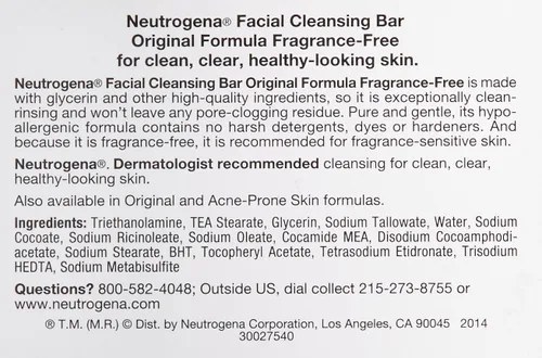 Vista 2 de Neutrogena Neutrogena original Formula Bar facial, Fragancia Free 3.5 oz.