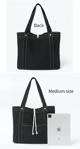Vista 3 de Jeelow Bolso de mano de lona, bolso de hombro, bolsos cruzados, bolsillos dobles para hombres y mujeres