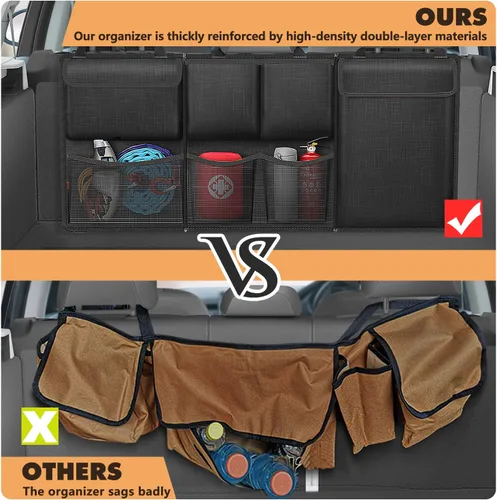 Vista 4 de FINPAC Organizador y almacenamiento para maletero de automóvil, organizador desmontable para colgar en el respaldo del asiento con cremalleras