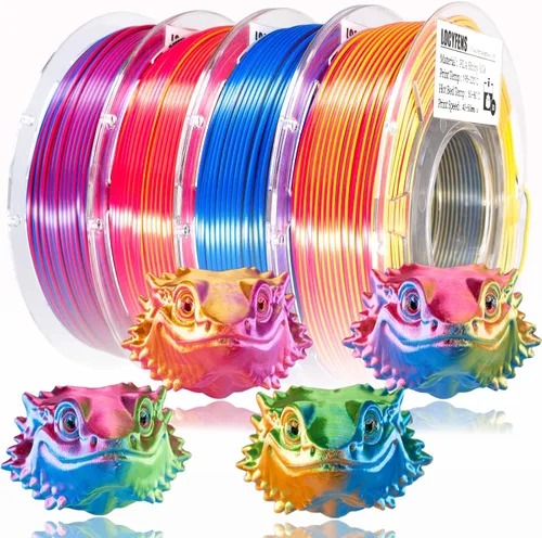 Vista 8 de Filamento para Impresora 3D PLA, Filamento PLA Arcoíris 1.75mm +/-0.02mm, Filamento PLA de Seda de Doble Color, Paquete de Filamento 3D Coextruido 2