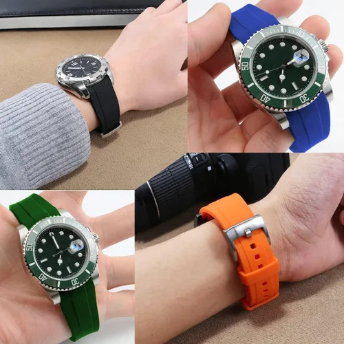 Vista 6 de YISIWERA Correa de reloj de silicona de alta calidad con extremos curvados universales de goma para hombres y mujeres de 0.709in, 0.787in, 0.866in