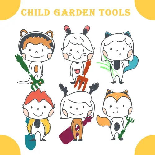 Vista 5 de Juego de guantes de herramientas de jardinería para niños: 3 bonitas palas para trabajo de jardín infantil con 2 guantes para niños y niñas