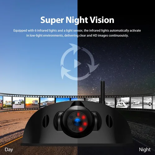 Vista 6 de ZEROXCLUB 1080P 7" Sistema de cámara de respaldo inalámbrica para RV, compatible con Furrion pre-cableado para RV, camión, remolque, monitor DVR