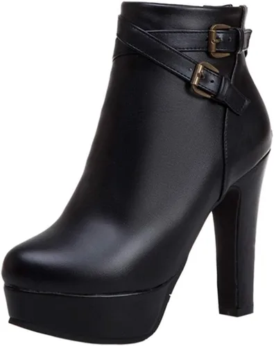 Vista 57 de Scaoruki Zapatos de otoño de moda para mujer, botines de tacón de bloque