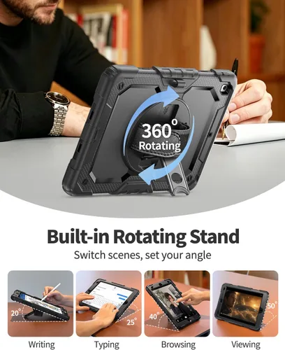 Vista 5 de Funda para iPad de 9ª/8ª/7ª generación, funda para iPad 10.2 2021/2020/2019, [a prueba de niños] ambison funda protectora de cuerpo completo