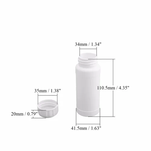Vista 2 de Bettomshin 5 botellas de plástico PE de 3.4 fl oz (grado alimenticio) con tapas, botella de muestra de laboratorio, botellas de plástico de boca