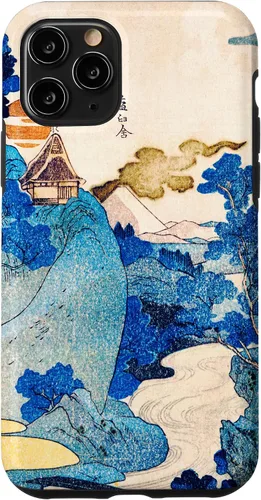 Vista 10 de iPhone 15 Japón Retro Art Utagawa Kuniyoshi Vista nocturna del Monte Fuji Case