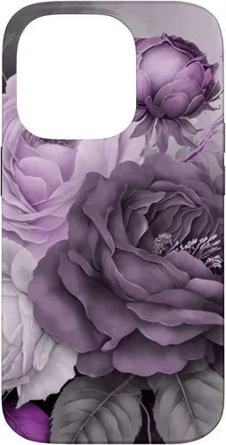Vista 17 de Purple Watercolor Rose Flower Bouquet on Gray Case for iPhone 17