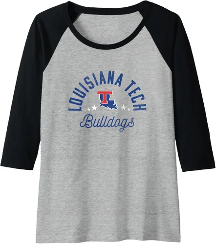 Vista 4 de Louisiana Tech Bulldogs Logo Raglan Baseball Tee