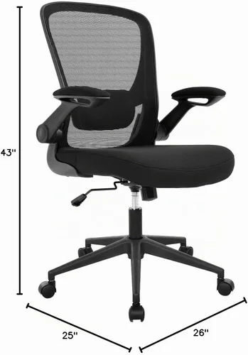 Vista 2 de BestOffice - Silla de oficina ergonómica de malla, silla de computadora giratoria con respaldo medio, con soporte lumbar, brazos abatibles, silla