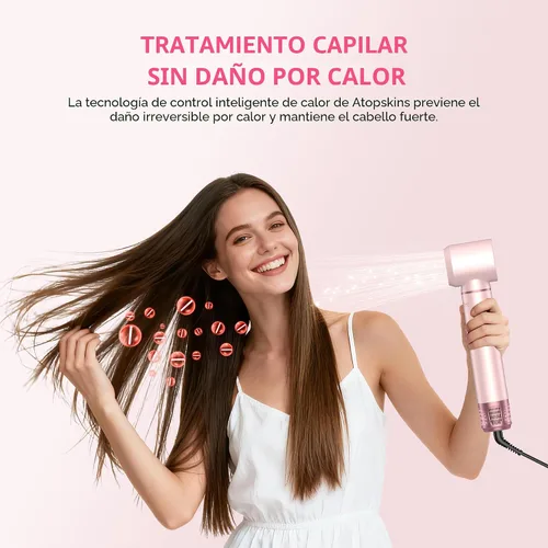 Vista 7 de Atopskins Juego de cepillos para secador de pelo 5 en 1, moldeador de aire caliente desmontable, cepillo de secador, 3 ajustes de calor, estilizador