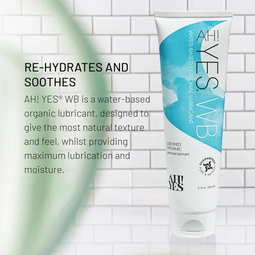 Vista 3 de AH! YES WB Lubricante a base de agua, lubricante a base de agua intensamente hidratante, certificado orgánico, fabricado sin hormonas ni glicerina