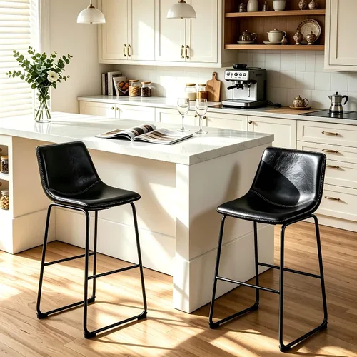 Vista 13 de OLIXIS 26" Counter Height Bar Stools Set of 2 for Kitchen Negro