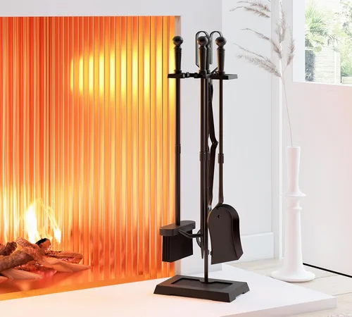 Vista 6 de Kingson Juego de herramientas para chimenea, 5 piezas, para interiores y exteriores, juego de póquer resistente con mango ergonómico