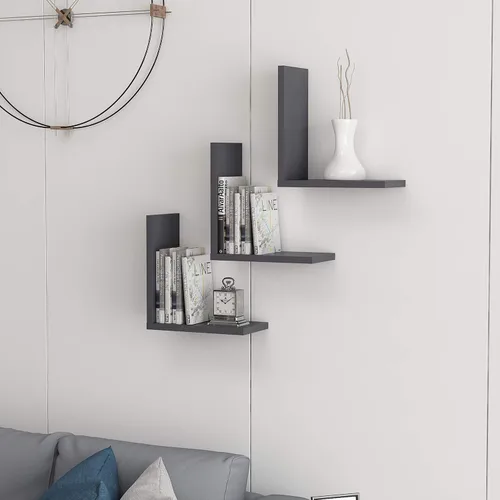 Vista 4 de Ada Home Decor Wesley Modern - Estantería de pared color antracita de 12.5 pulgadas de alto x 11.8 pulgadas de ancho x 6.3 pulgadas de profundidad