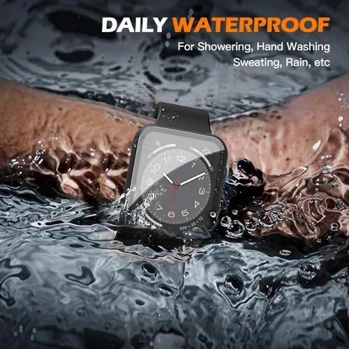 Vista 8 de Misxi Paquete de 2 fundas impermeables con botón diseñadas para Apple Watch Series 3 Series 2 de 38mm, funda rígida de policarbonato anticaídas