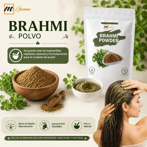 Vista 5 de Brahmi Powder 100% puro y natural, 0.22 libras / 100 GMS Polvo de Bacopa Monnieri para cabello y salud