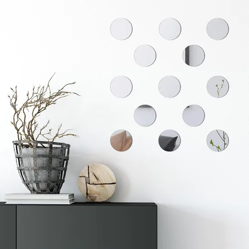 Vista 6 de Jetec 25 piezas de mini azulejos de espejo redondo acrílico, autoadhesivos, sin vidrio, estilo clásico, para manualidades, centros de mesa