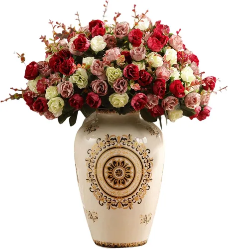 Vista 26 de Jarrón chino de porcelana de cerámica para decoración del hogar, florero japonés de 10.5 pulgadas, recipiente sofisticado para ramas decorativas