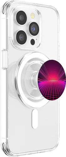 Vista 3 de Retrowave 80s Digital Vaporwave Synthwave PopSockets MagSafe PopGrip for iPhone