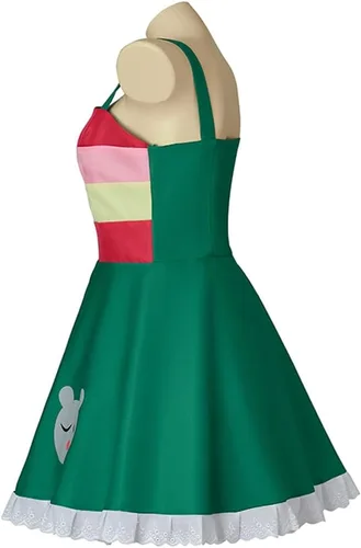 Vista 3 de Saniplaycos Disfraz de princesa de estrella y mariposa para cosplay, mini vestido verde para mujer