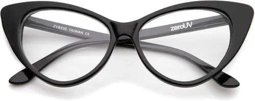 Vista 2 de zeroUVRetro High sentado Templos lente transparente anteojos de ojo de gato exagerada 55mm